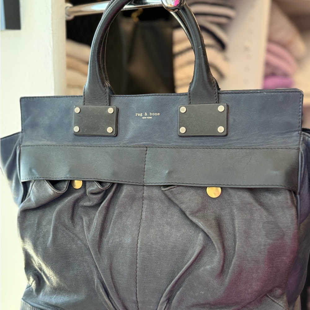 Rag & Bone Navy Leather Tote Bag